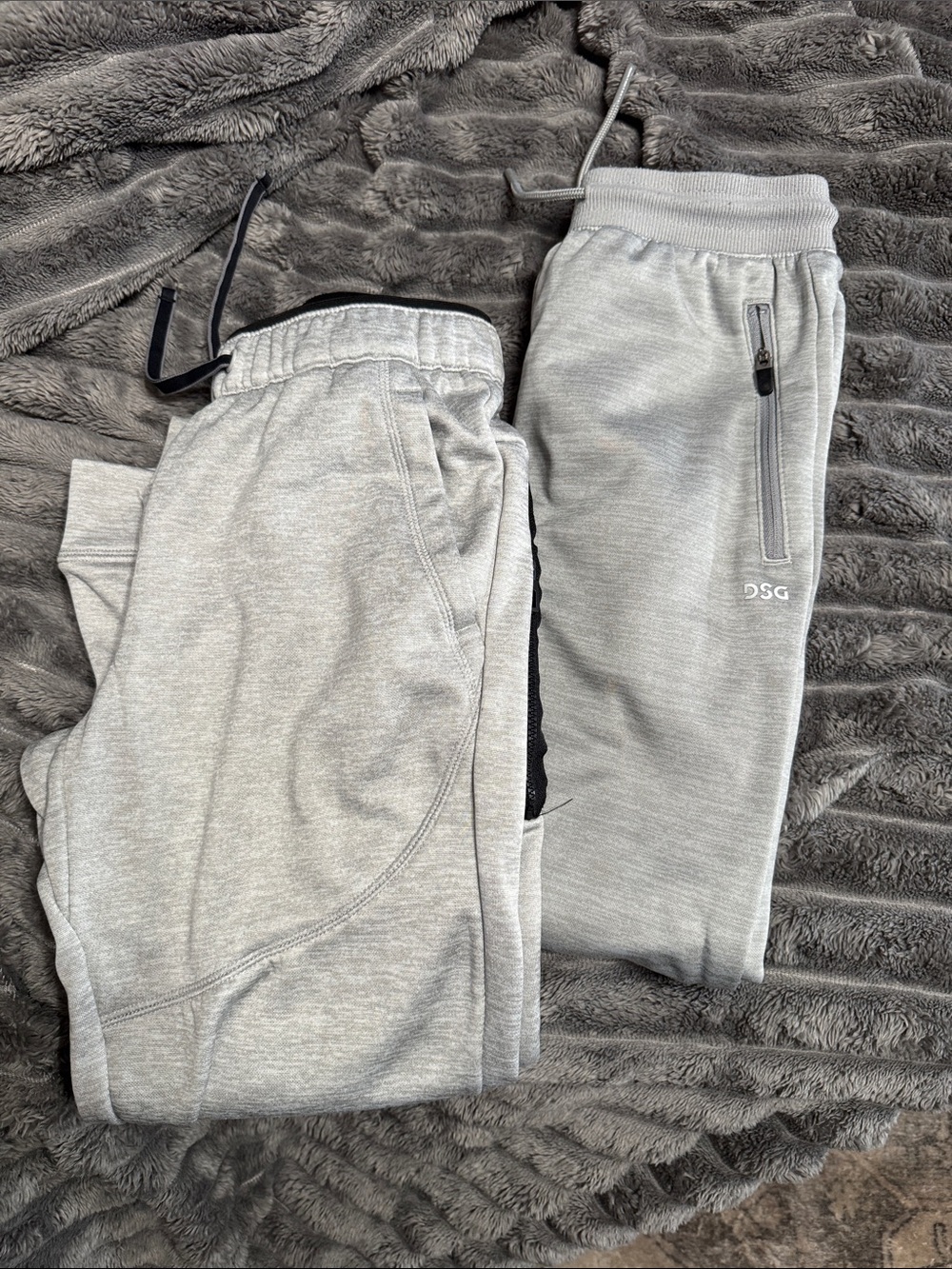 2 pair bundle Kids Light Gray Jogger Pants with Drawstring